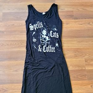 Black Sleeveless Graphic Black Maxi Dress